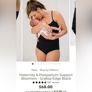 Maternity & Postpartum Support Bloomers - Scallop Edge Black
